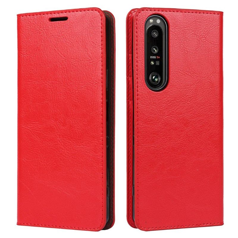 Kožené Pouzdro Na Sony Xperia 1 III Funkce Podpory Koženého Držáku Karty