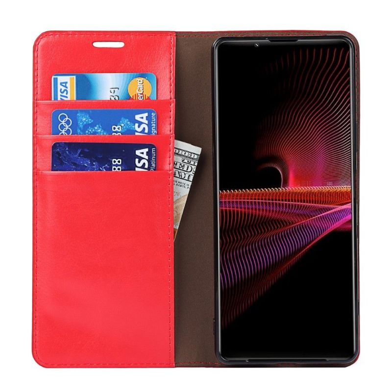 Kožené Pouzdro Na Sony Xperia 1 III Funkce Podpory Koženého Držáku Karty