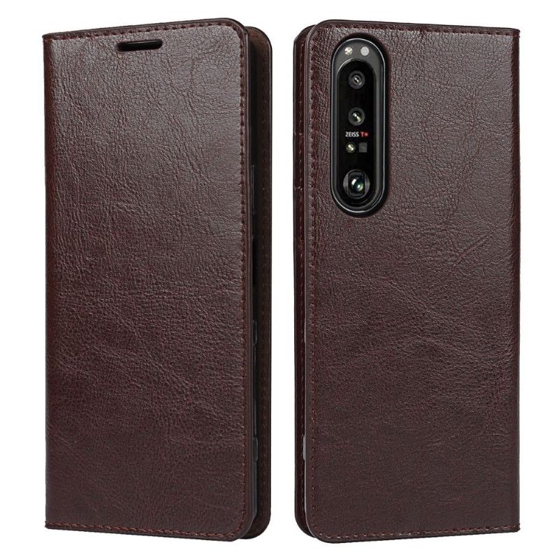 Kožené Pouzdro Na Sony Xperia 1 III Funkce Podpory Koženého Držáku Karty