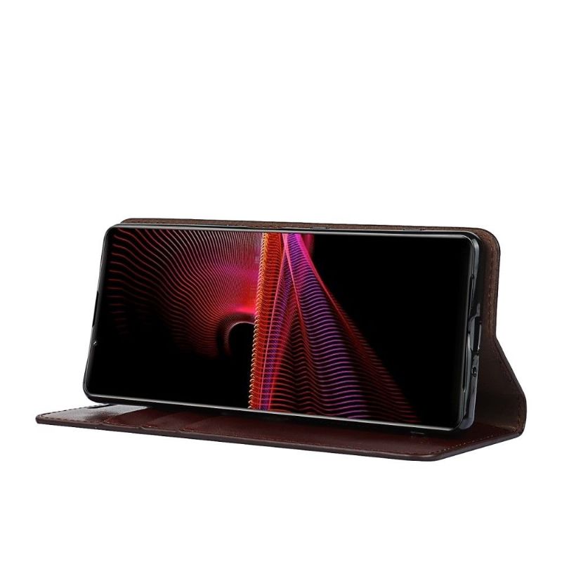 Kožené Pouzdro Na Sony Xperia 1 III Funkce Podpory Koženého Držáku Karty