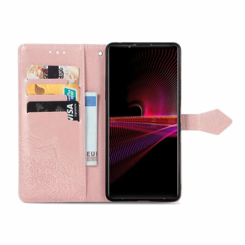 Kožené Pouzdro Na Sony Xperia 1 III Reliéfní Mandala