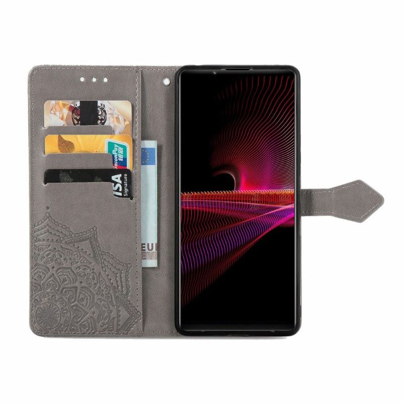 Kožené Pouzdro Na Sony Xperia 1 III Reliéfní Mandala