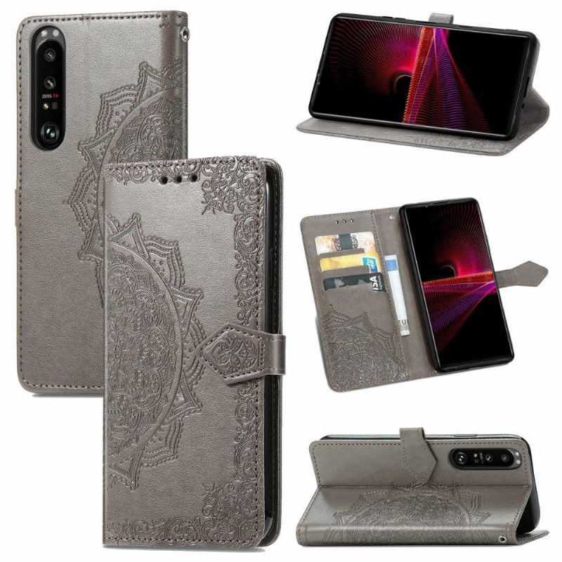 Kožené Pouzdro Na Sony Xperia 1 III Reliéfní Mandala