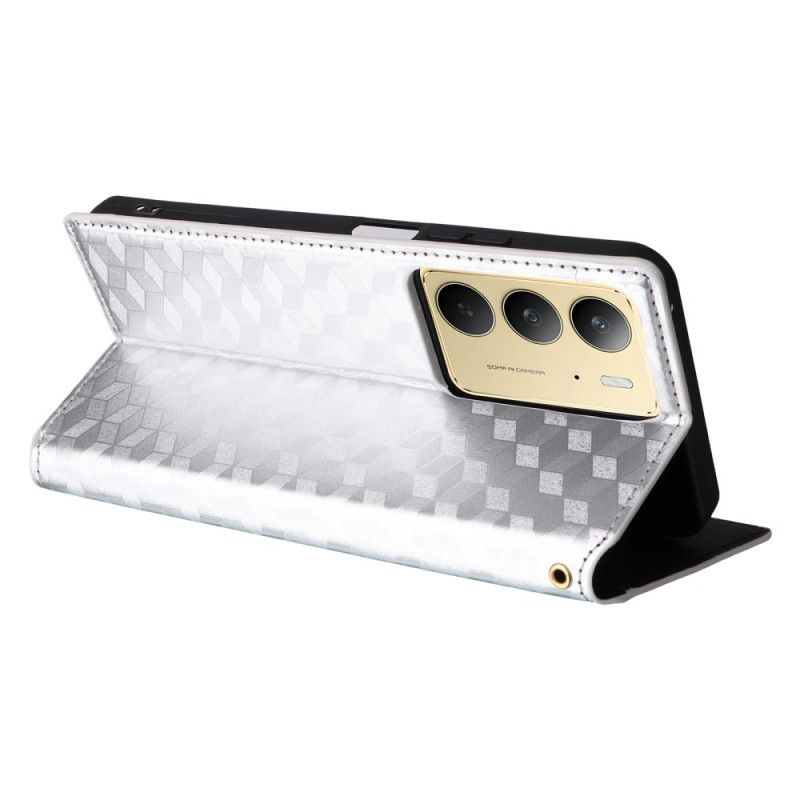 Kožené Pouzdro Folio Realme 14x 5g Kosočtvercový Vzor