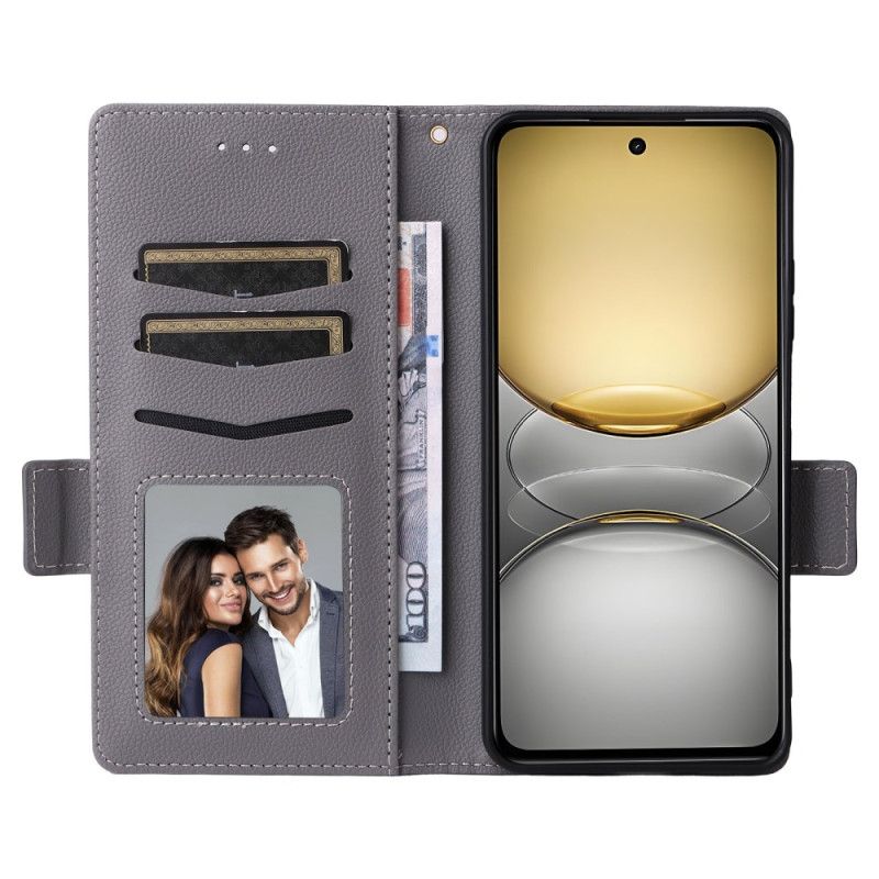 Kožený Kryt Realme 14x 5g Liči Umělá Kůže S Popruhem