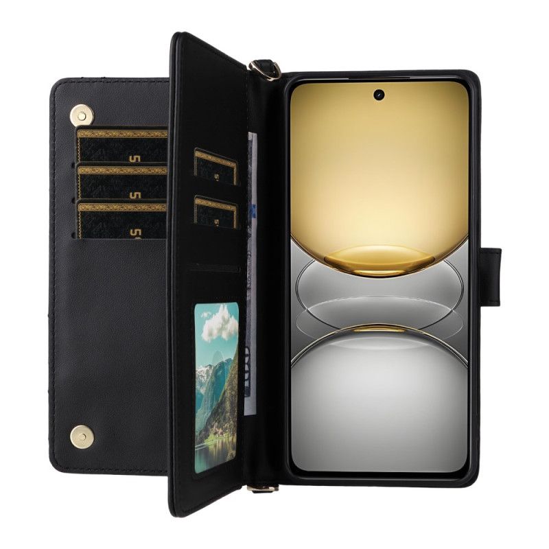 Kožený Kryt Realme 14x 5g Prémiový Design S Popruhem A Ramenním Popruhem