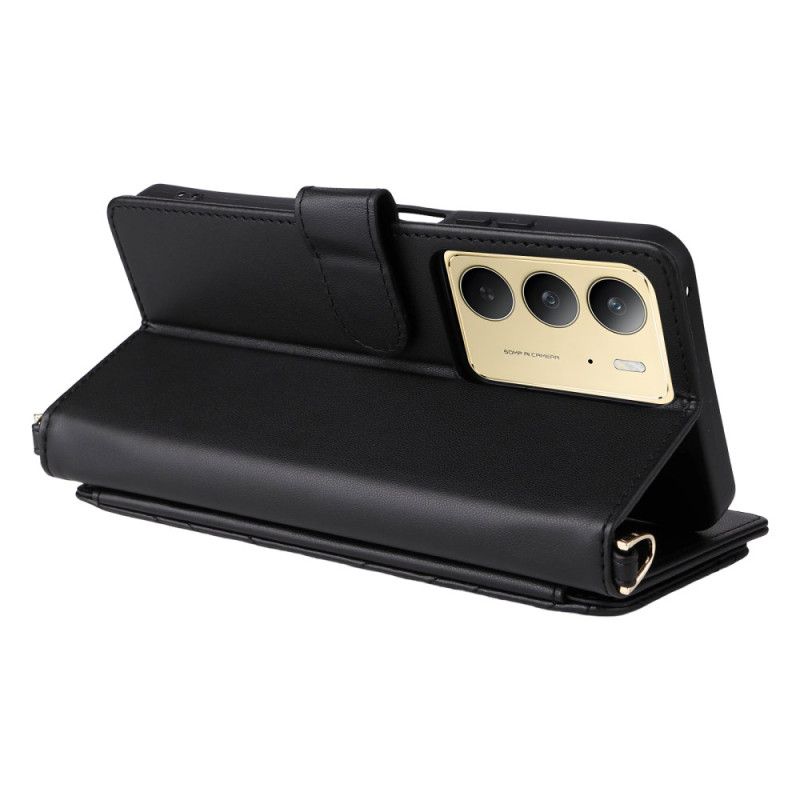 Kožený Kryt Realme 14x 5g Prémiový Design S Popruhem A Ramenním Popruhem