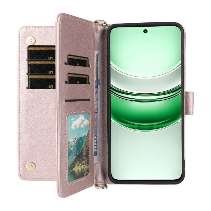 Kožený Kryt Realme 14x 5g Prošívaná S Popruhem A Ramenním Popruhem