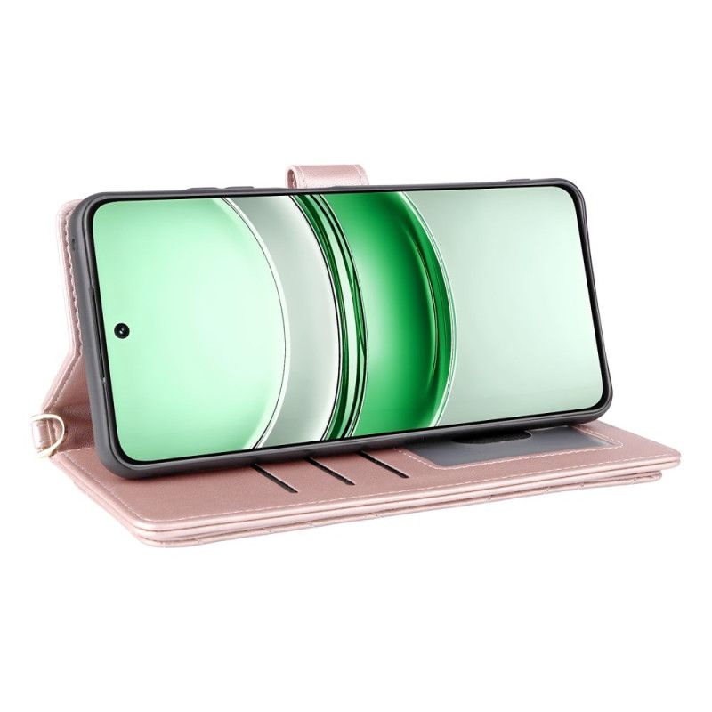 Kožený Kryt Realme 14x 5g Prošívaná S Popruhem A Ramenním Popruhem