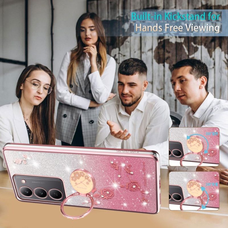 Kryt Na Realme 14x 5g Kadem Držák Na Prsten S Květinami A Kamínky