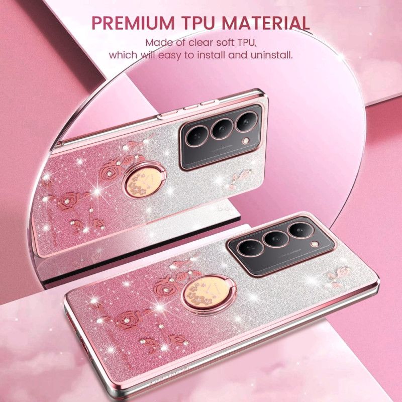 Kryt Na Realme 14x 5g Kadem Držák Na Prsten S Květinami A Kamínky