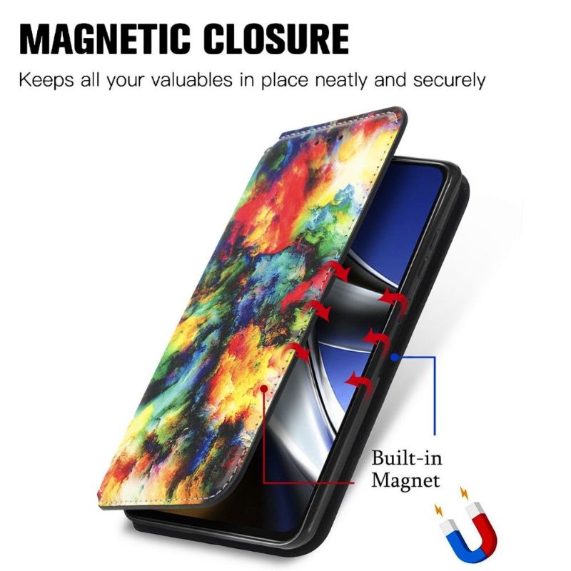 Flipové Pouzdro Na Poco X4 Pro 5G Kožené Pouzdro Iridescent Cloud Flip Flap