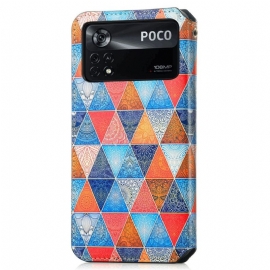 Flipové Pouzdro Na Poco X4 Pro 5G Kožené Pouzdro Kaleidoskop Mandala Flip Flap