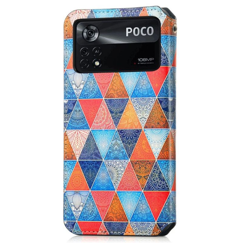 Flipové Pouzdro Na Poco X4 Pro 5G Kožené Pouzdro Kaleidoskop Mandala Flip Flap