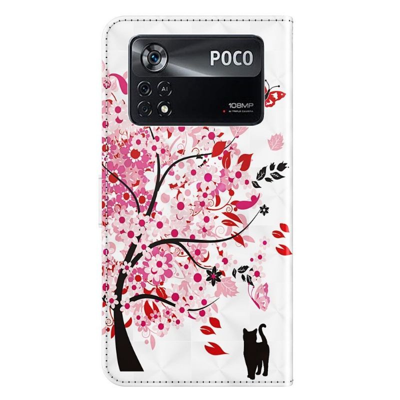 Flipové Pouzdro Na Poco X4 Pro 5G Květinový Strom