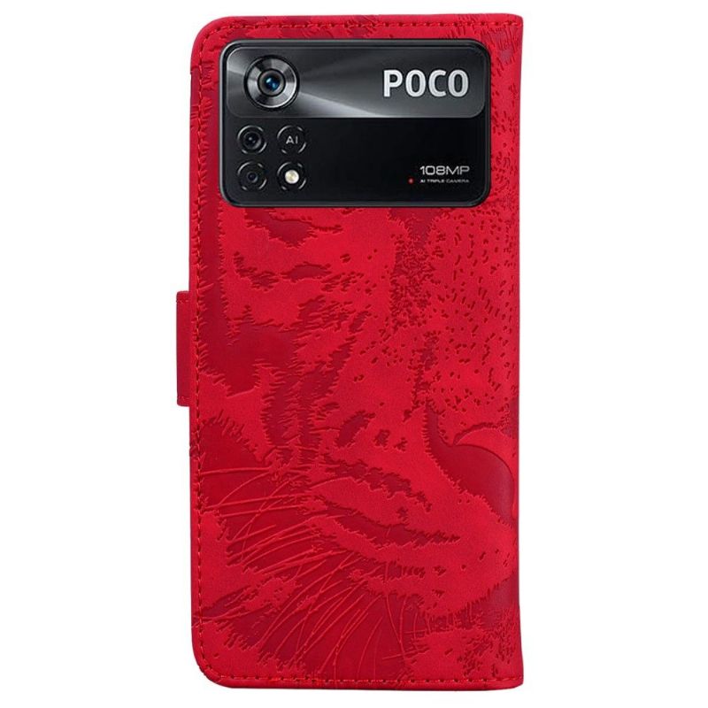 Flipové Pouzdro Na Poco X4 Pro 5G Reliéfní Tygr