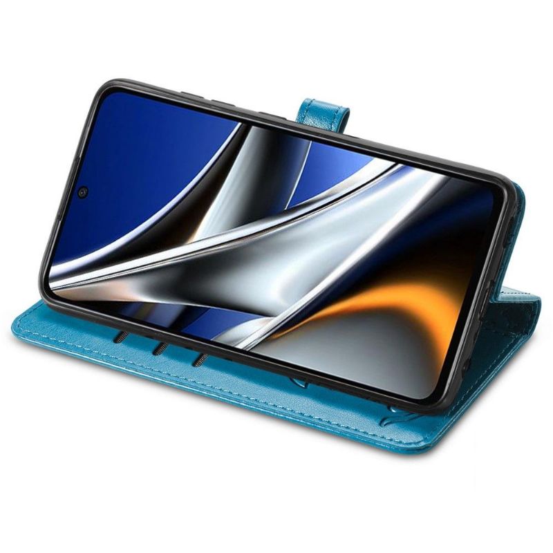 Flipové Pouzdro Na Poco X4 Pro 5G Reliéfní Zvířata S Koženým Efektem