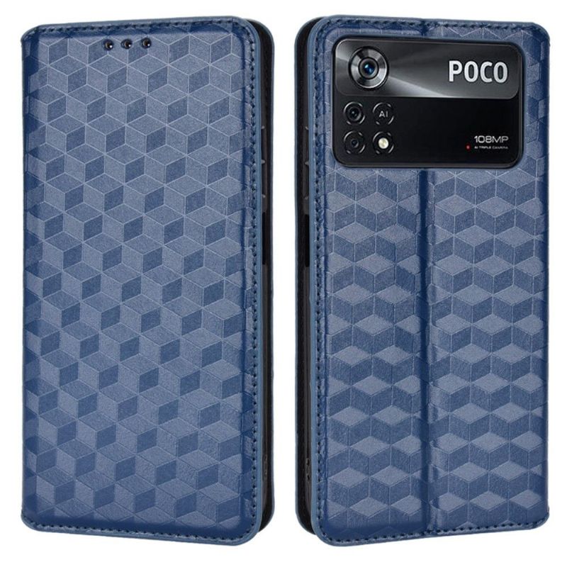Kožené Pouzdro Na Poco X4 Pro 5G Flipové Pouzdro Návrh Geometrie