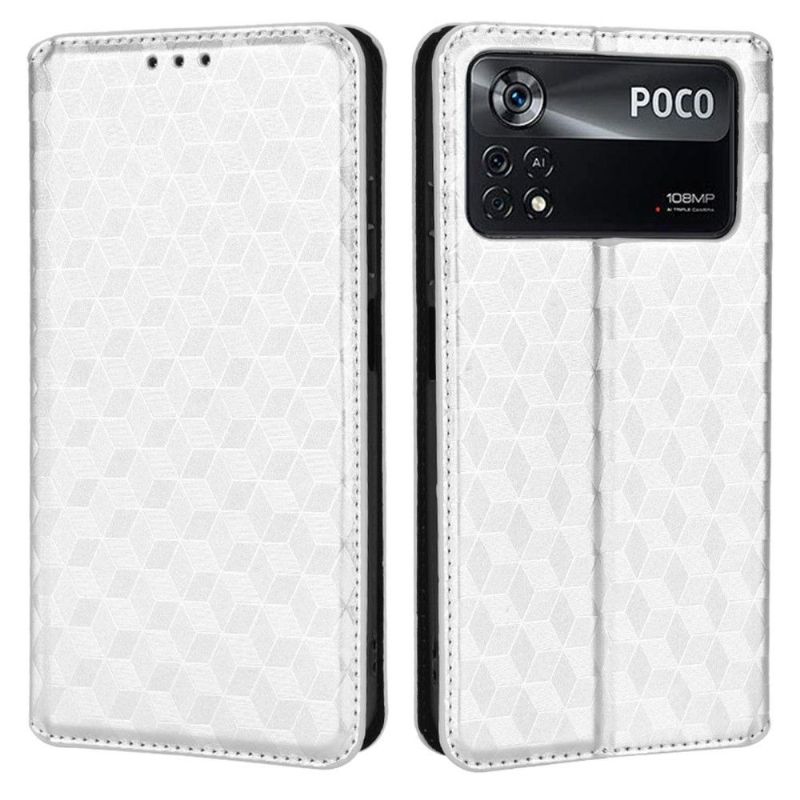Kožené Pouzdro Na Poco X4 Pro 5G Flipové Pouzdro Návrh Geometrie