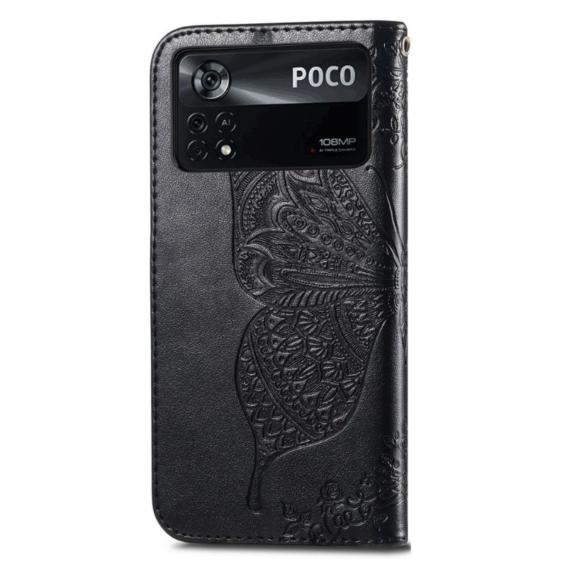 Kožené Pouzdro Na Poco X4 Pro 5G Pomocný Motýl