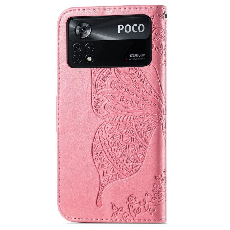Kožené Pouzdro Na Poco X4 Pro 5G Pomocný Motýl