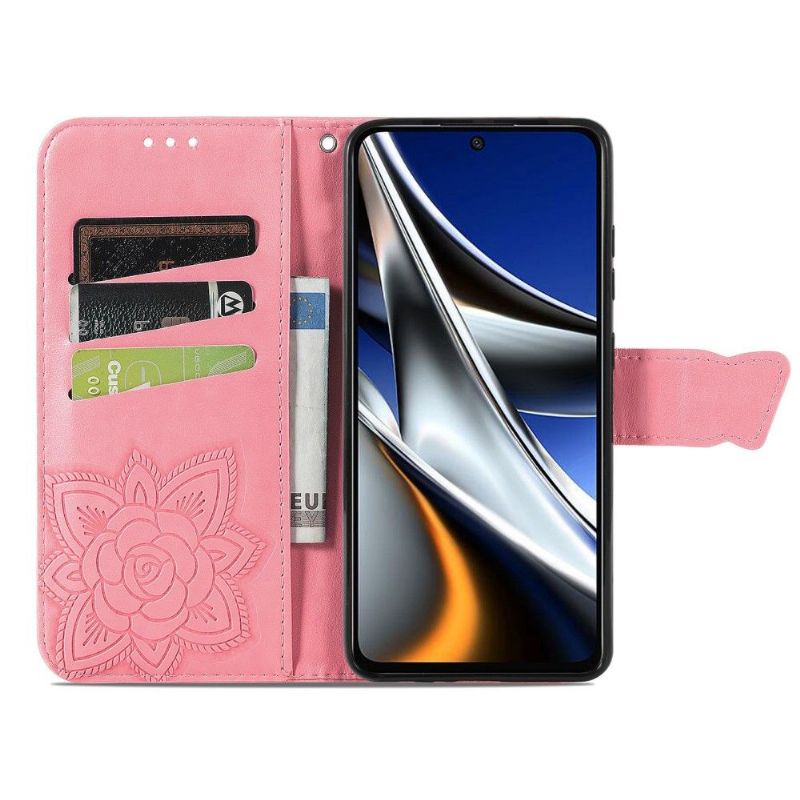 Kožené Pouzdro Na Poco X4 Pro 5G Pomocný Motýl