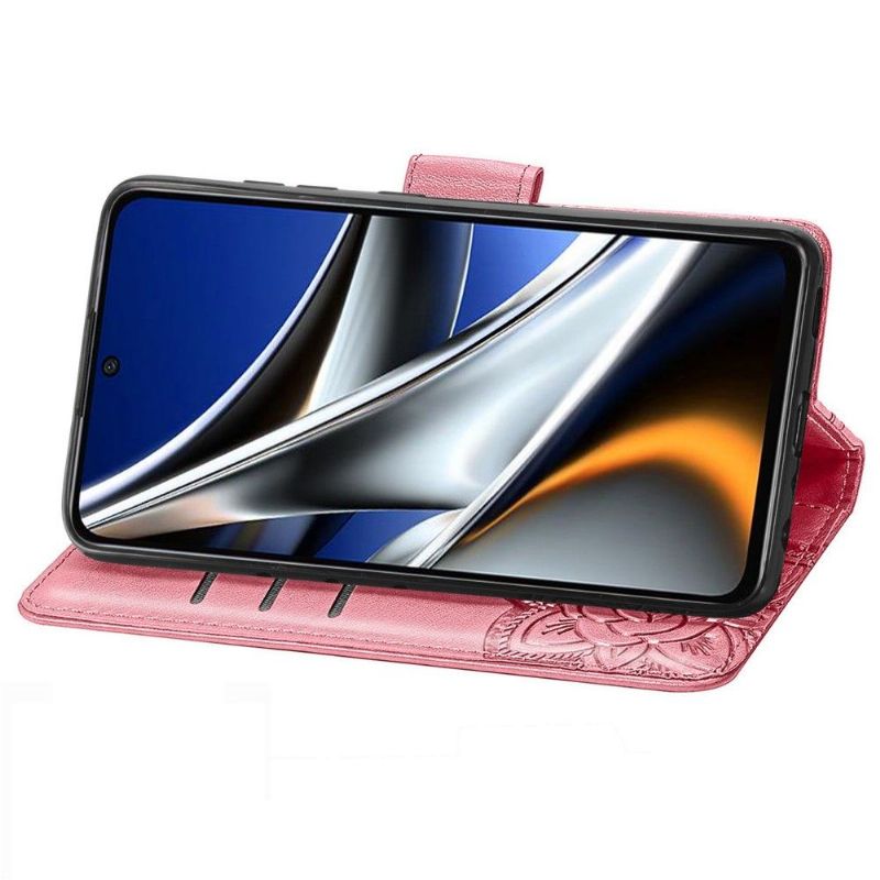 Kožené Pouzdro Na Poco X4 Pro 5G Pomocný Motýl