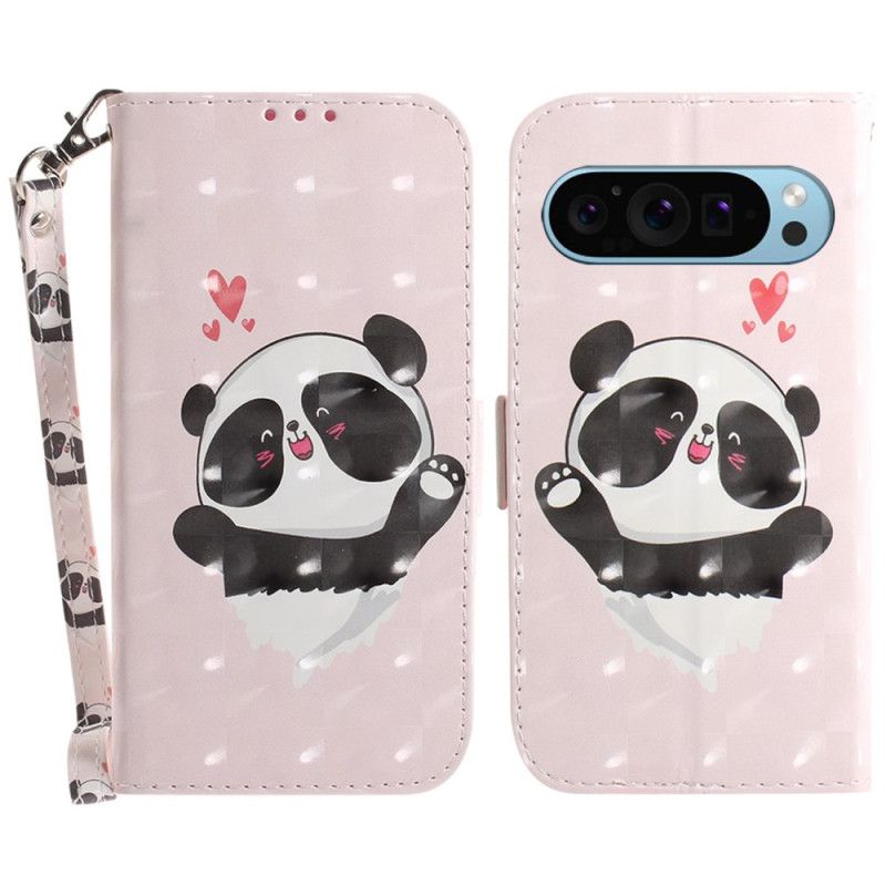 Kožený Kryt Google Pixel 9 Panda Love S Popruhem