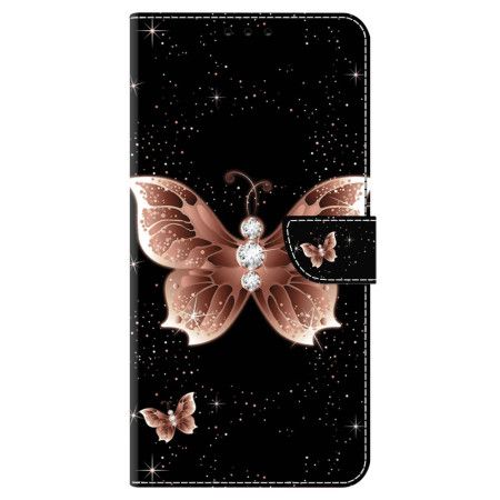 Kožený Kryt Google Pixel 9 Růžový Diamantový Motýl