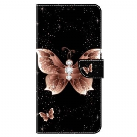 Kožený Kryt Google Pixel 9 Růžový Diamantový Motýl