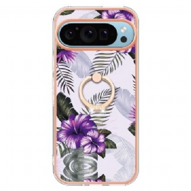 Kryt Google Pixel 9 Kryty Na Mobil Podpěrný Prsten Purple Flowers