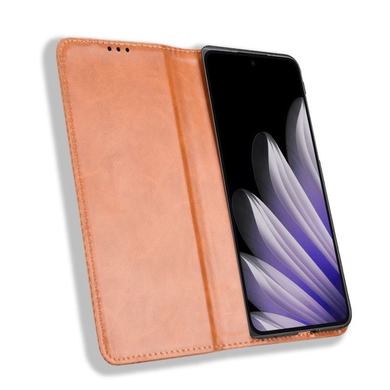 Kožené Pouzdro Folio Na Oppo Find N5 Vintage Okraj