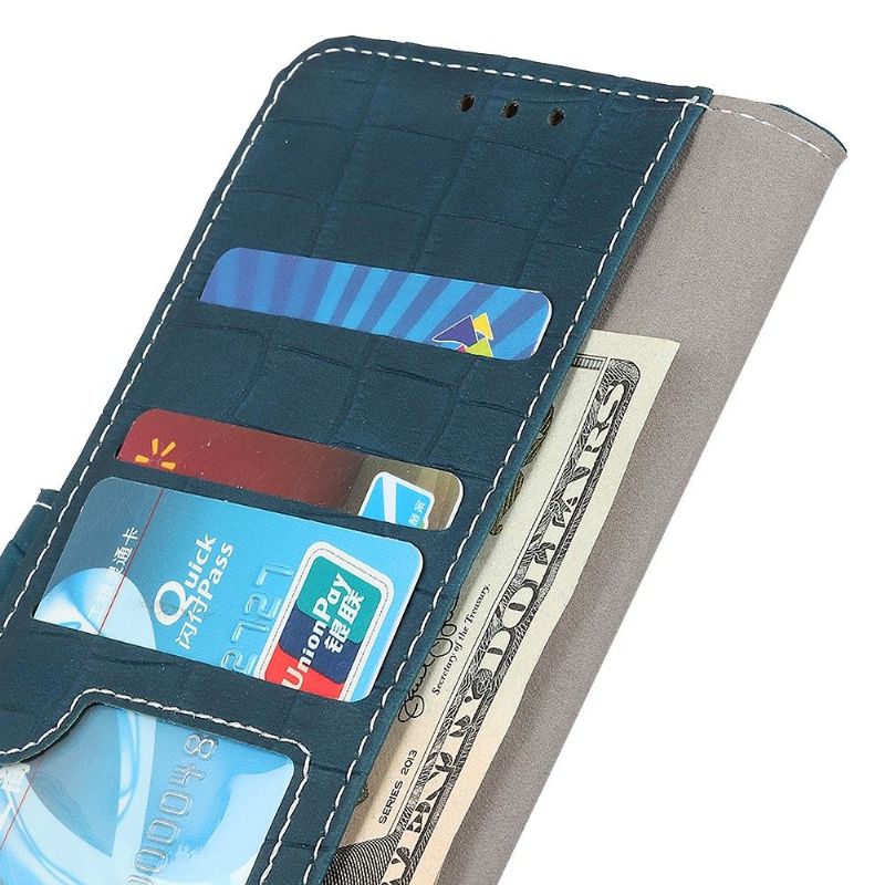 Kožené Pouzdro Na Xiaomi Mi Note 10 / 10 Pro Sešívání S Efektem Croc