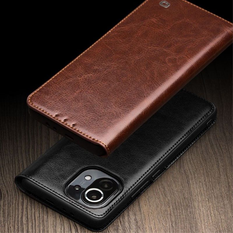 Flipové Pouzdro Na Xiaomi Mi 11 Ručně Vyráběná Pravá Kůže