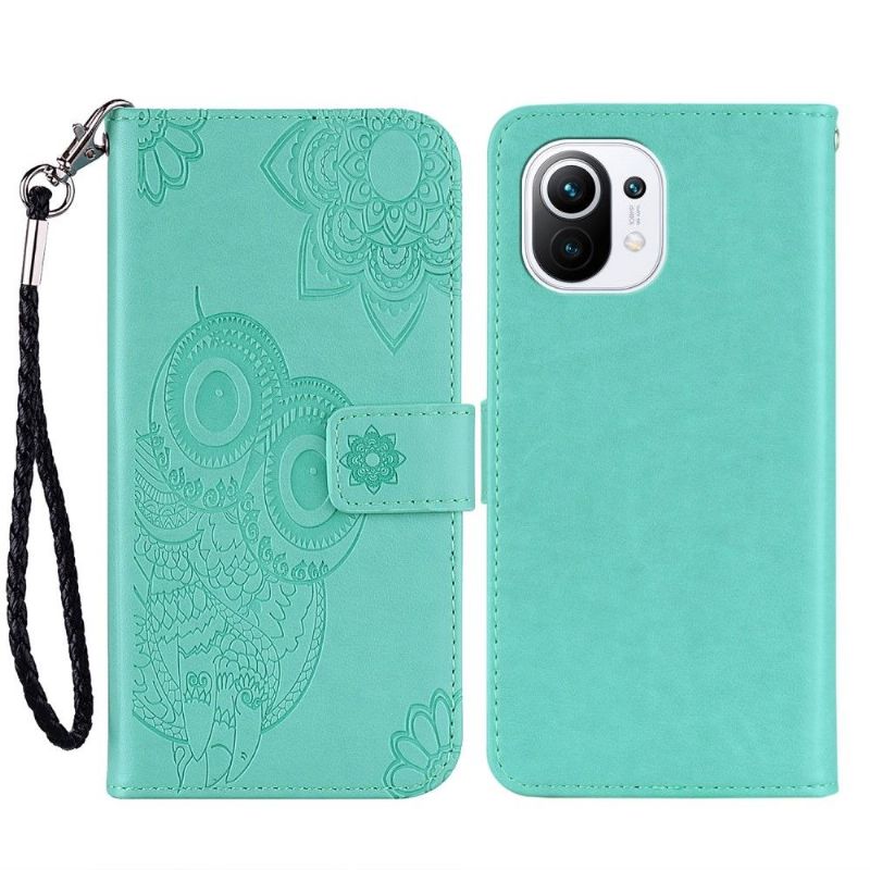 Kožené Pouzdro Na Xiaomi Mi 11 Reliéfní Sova