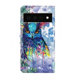 Flipové Pouzdro Na Google Pixel 6 Akvarelová Sova