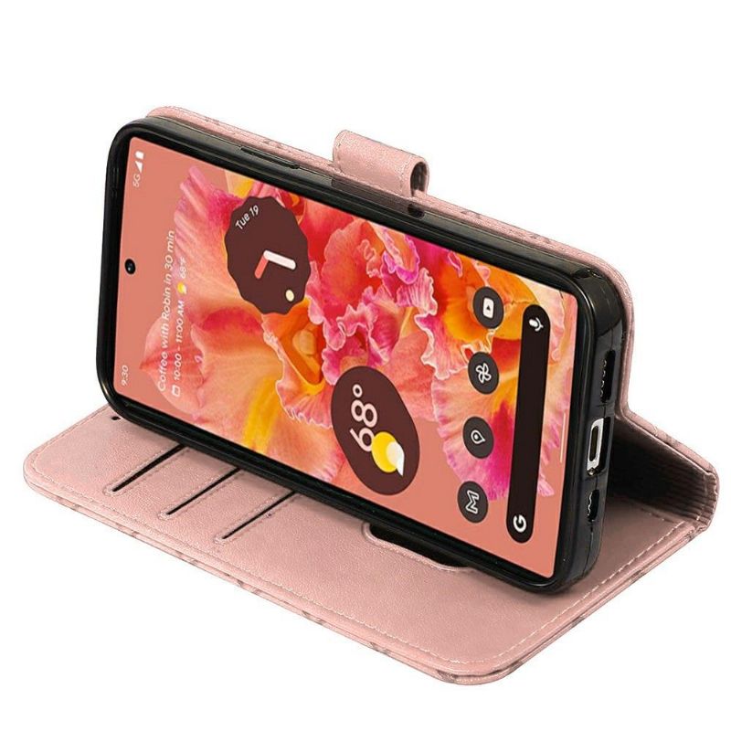 Flipové Pouzdro Na Google Pixel 6 Kožené Pouzdro Klapka Mřížky