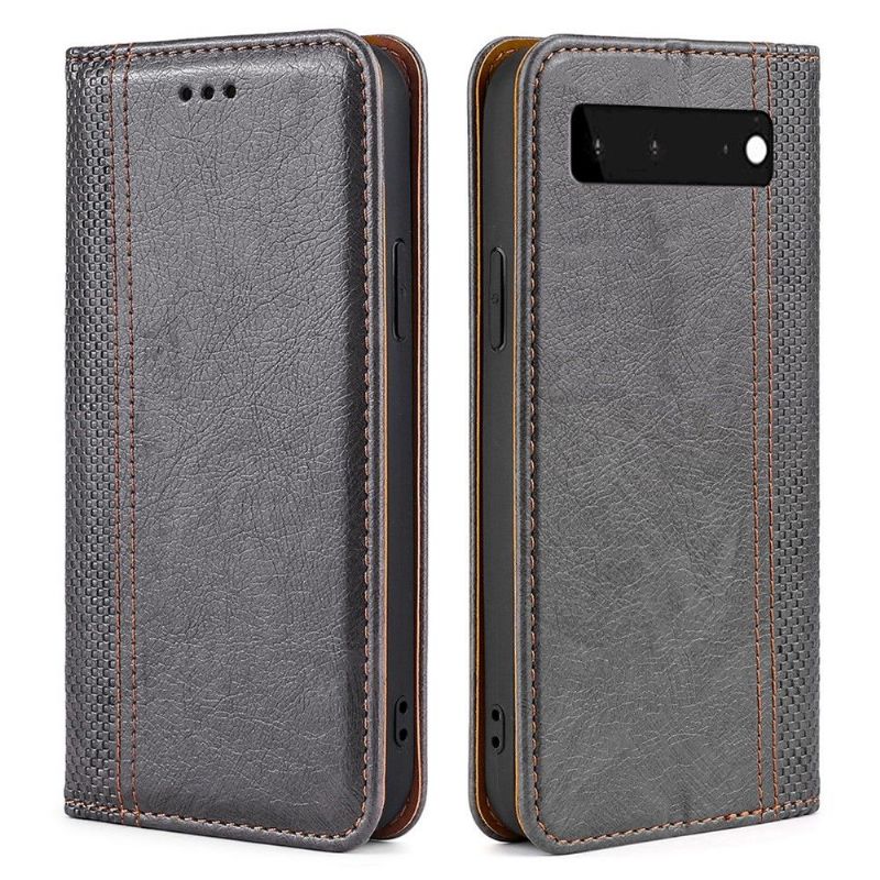 Flipové Pouzdro Na Google Pixel 6 Kožené Pouzdro Přehození Švů Folia