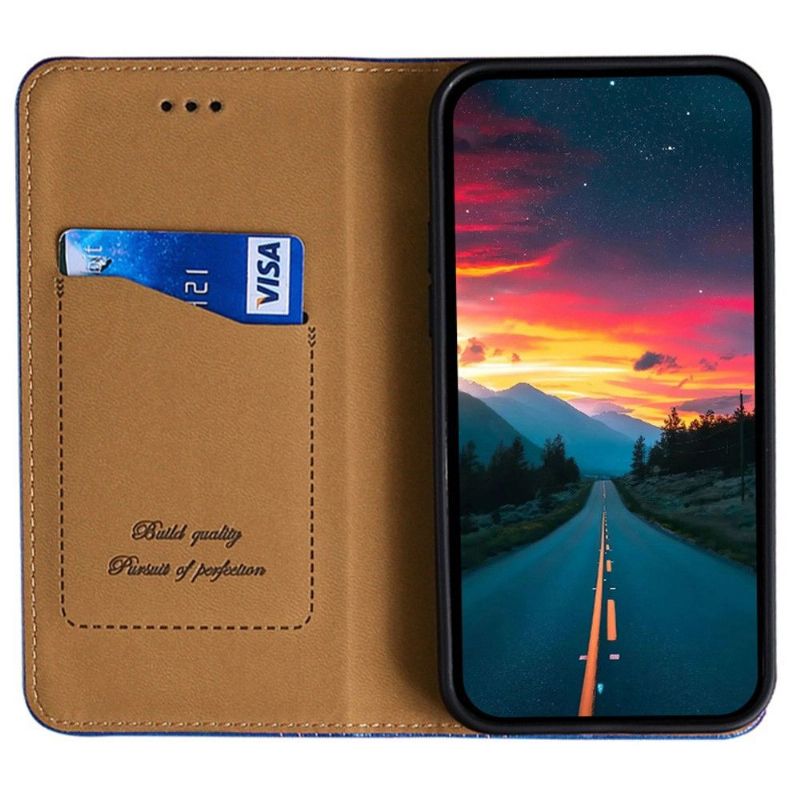Flipové Pouzdro Na Google Pixel 6 Kožené Pouzdro Přehození Švů Folia