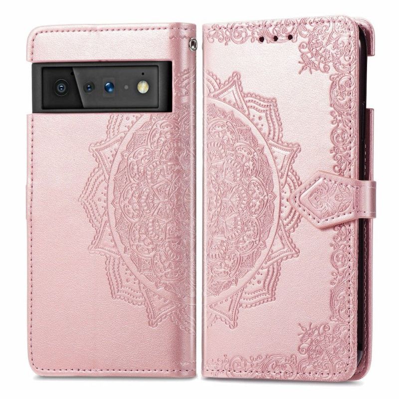 Flipové Pouzdro Na Google Pixel 6 Mandala Reliéf Z Umělé Kůže