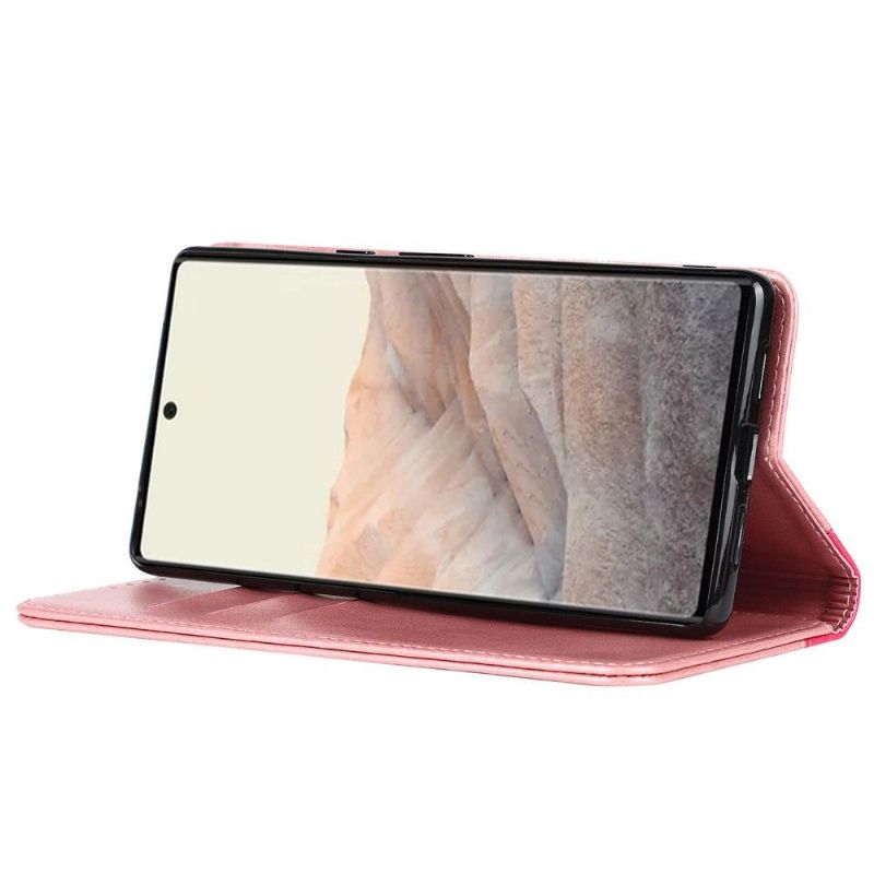 Kožené Pouzdro Na Google Pixel 6 Flipové Pouzdro Dvoubarevný Držák Karty S Klapkou