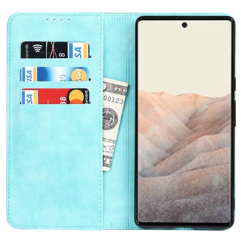 Kožené Pouzdro Na Google Pixel 6 Flipové Pouzdro Dvoubarevný Držák Karty S Klapkou