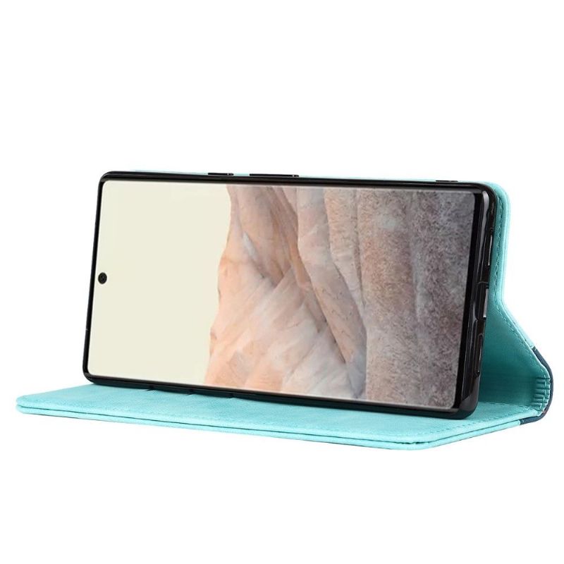 Kožené Pouzdro Na Google Pixel 6 Flipové Pouzdro Dvoubarevný Držák Karty S Klapkou