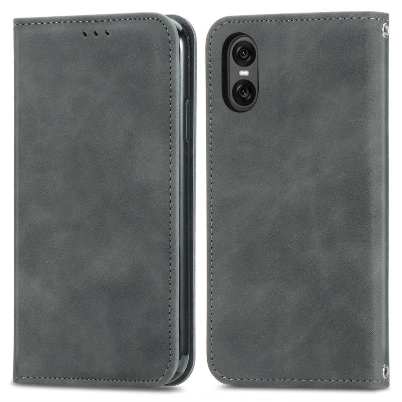 Kožené Pouzdro Folio Sony Xperia 10 Vi Semišový Efekt
