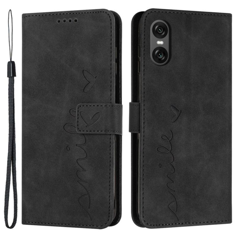 Kožený Kryt Na Sony Xperia 10 Vi Úsměv Na Lanyard