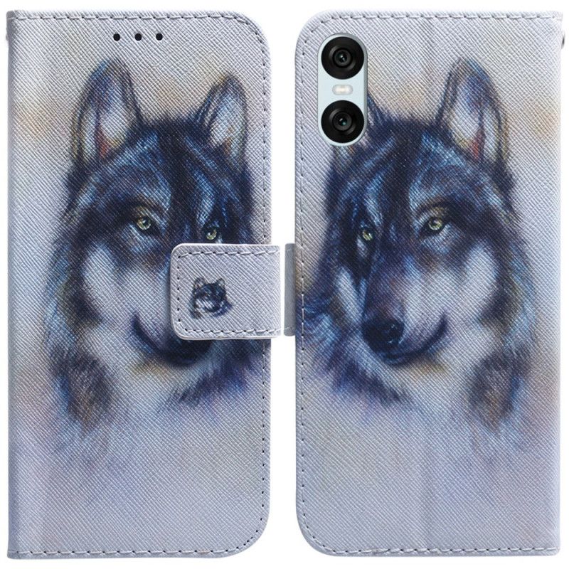 Kožený Kryt Sony Xperia 10 Vi Akvarel Vlk