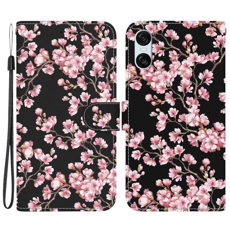 Kožený Kryt Sony Xperia 10 Vi Švestkové Květy