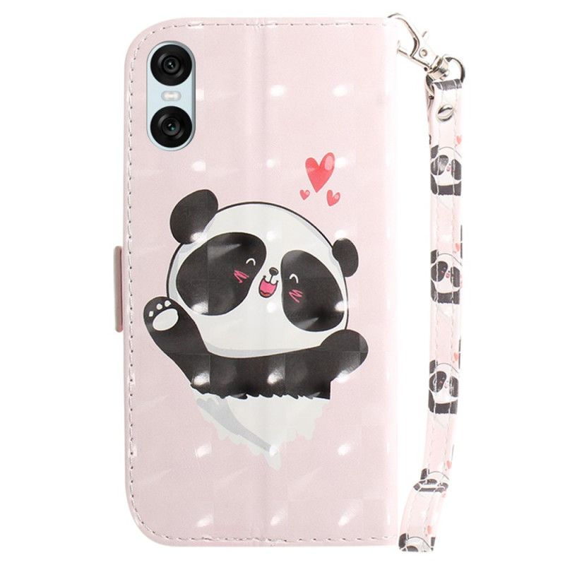 Peněženková Pouzdra Sony Xperia 10 Vi Kryty Na Mobil Panda Love S Popruhem