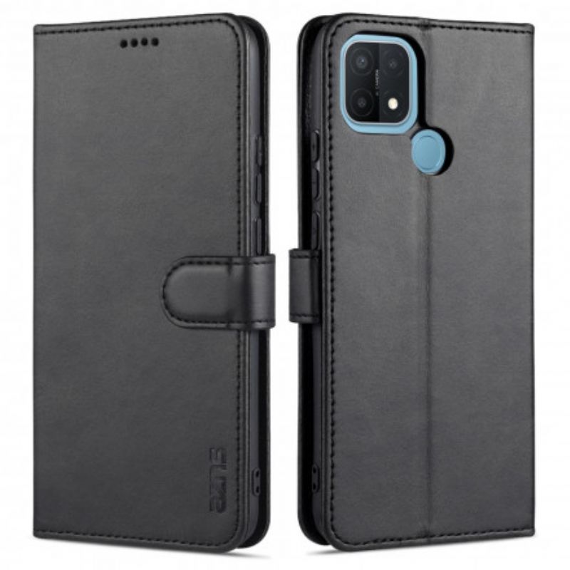 Flipové Pouzdro Na Oppo A15 Kožený Efekt Azns