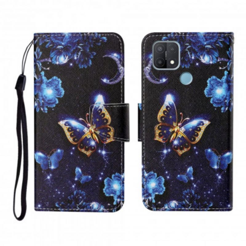 Flipové Pouzdro Na Oppo A15 Na Lana Precious Thong Butterflies